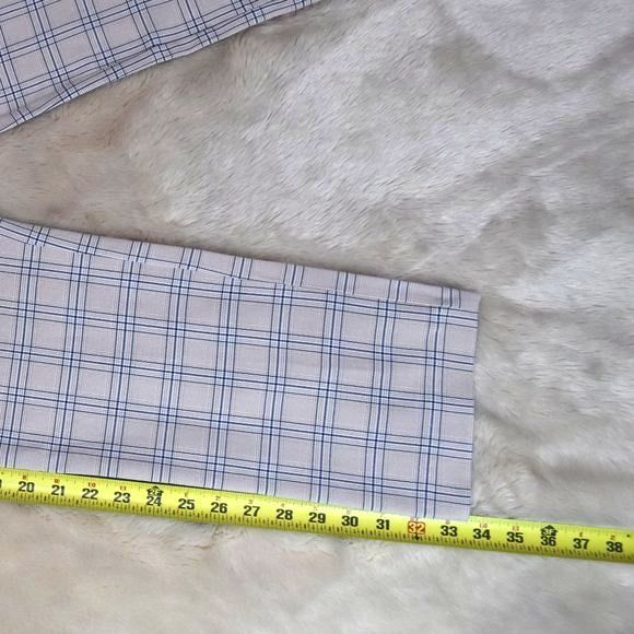 Womens Dress Pants Small Plaid Beige Blue Cropped Capris Preppy Casual Slacks - Picture 11 of 14